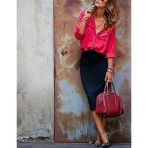 Philosophy - Black Midi Pencil Skirt